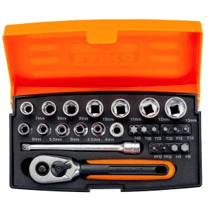 Bahco 25 Piece 1/4 Square Drive Socket Durable & Versatile Tool Set BAHSL25