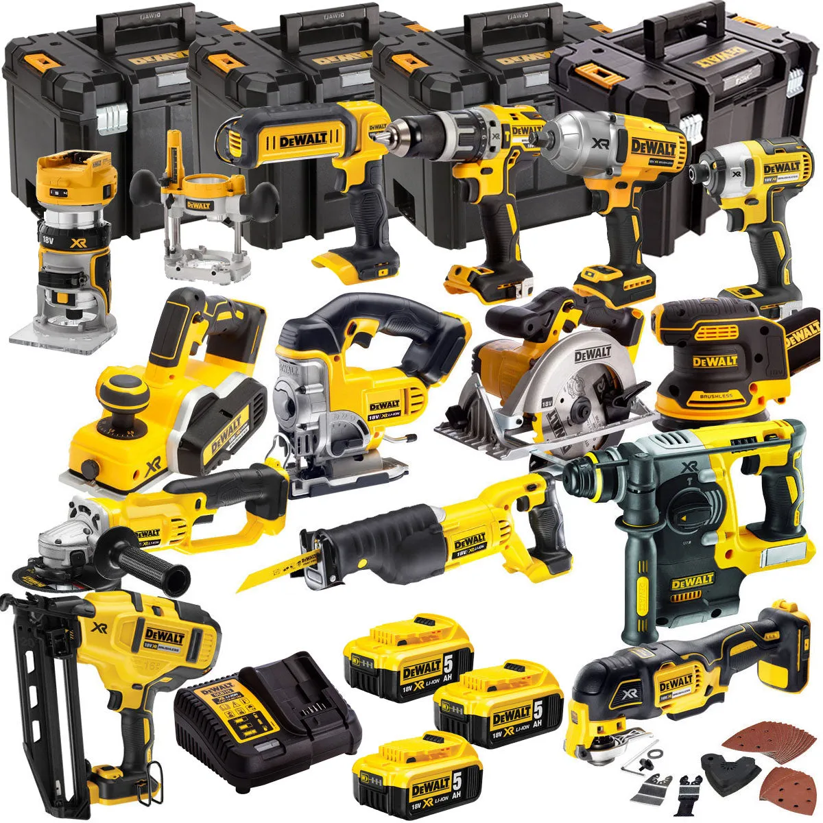 Dewalt 18V 14 Piece Power Tool Kit with 3 x 5.0Ah Batteries T4TKIT-4818