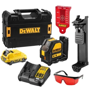 Dewalt DCE088D1R-GB 12V XR Cross Line Red Laser With 1 x 2.0Ah Battery. Charger & Case