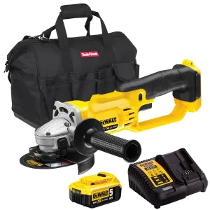 DeWalt DCG412N 18V 125mm Angle Grinder with 1 x 5.0Ah Battery Charger & 18 Bag