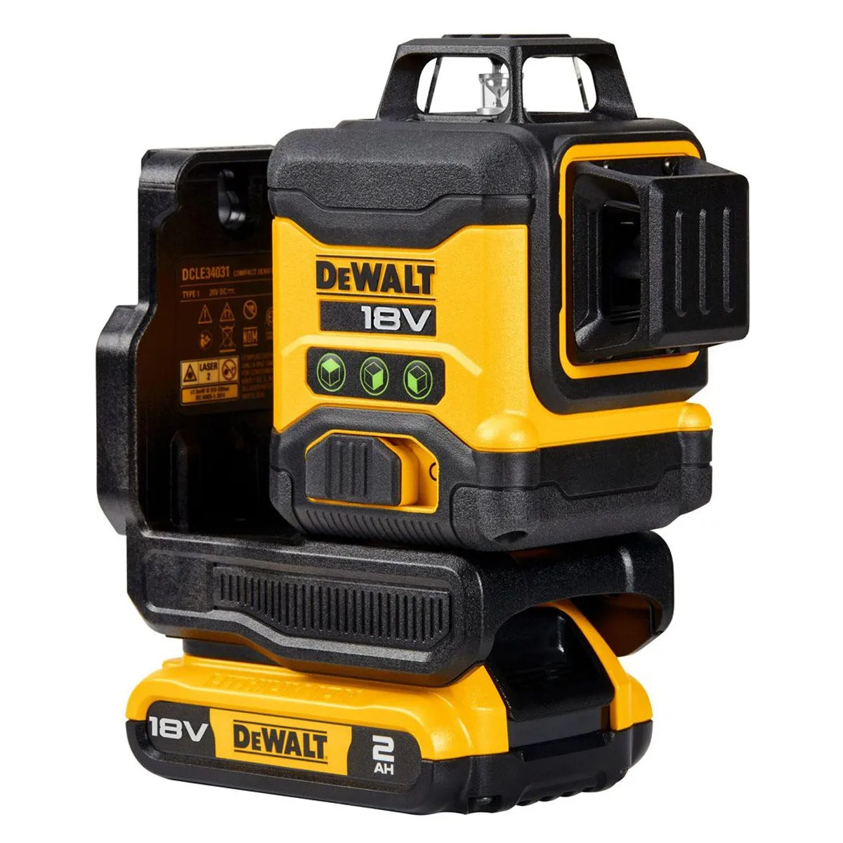 Dewalt DCLE34031D1 18V Compact 3 x 360 Green Laser with 1 x 2.0Ah Battery. Charger & Case