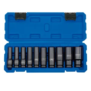 Draper 1/2 Square Drive Impact Socket Metric Deep Set of 10 Piece - 83096