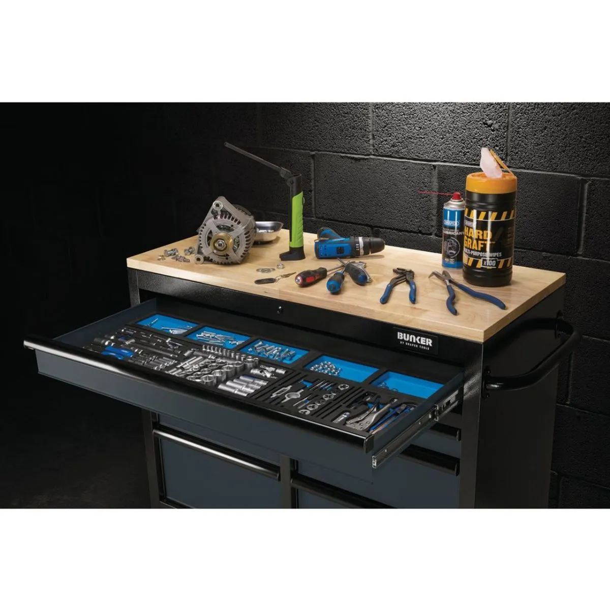 Draper B100-41G BUNKER 41 Workbench Roller Tool Cabinet 7 Drawer Grey 08216