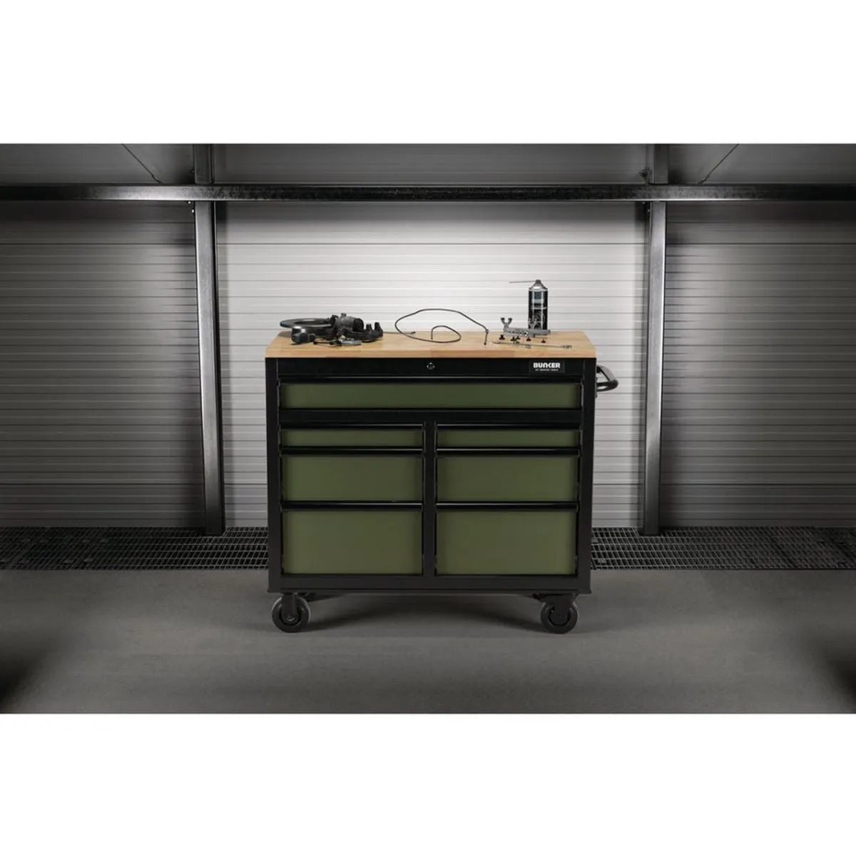 Draper B100-41GR BUNKER 41 Workbench Roller Tool Cabinet 7 Drawer Green 08221