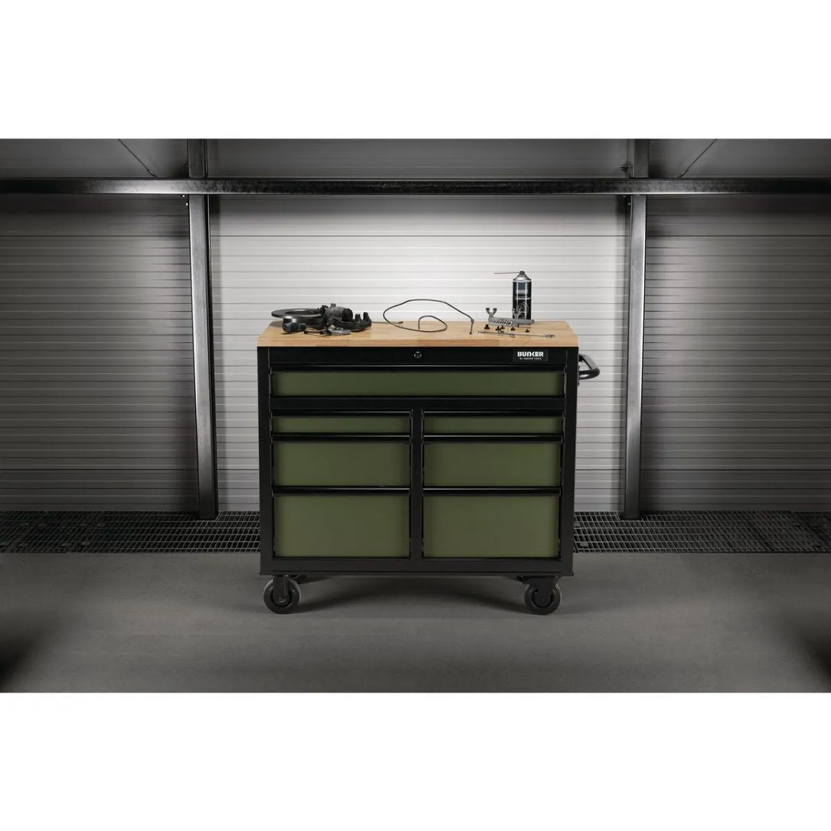 Draper B100-41GR BUNKER 41 Workbench Roller Tool Cabinet 7 Drawer Green 08221