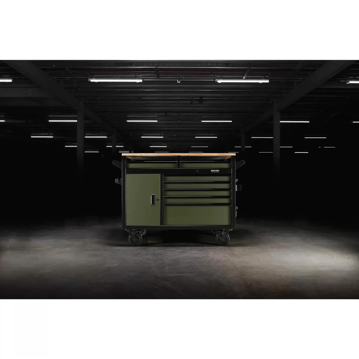 Draper B100-48MTGR BUNKER 48 Multi-Functional Workbench Roller Tool Cabinet 14 Drawer Green 08269