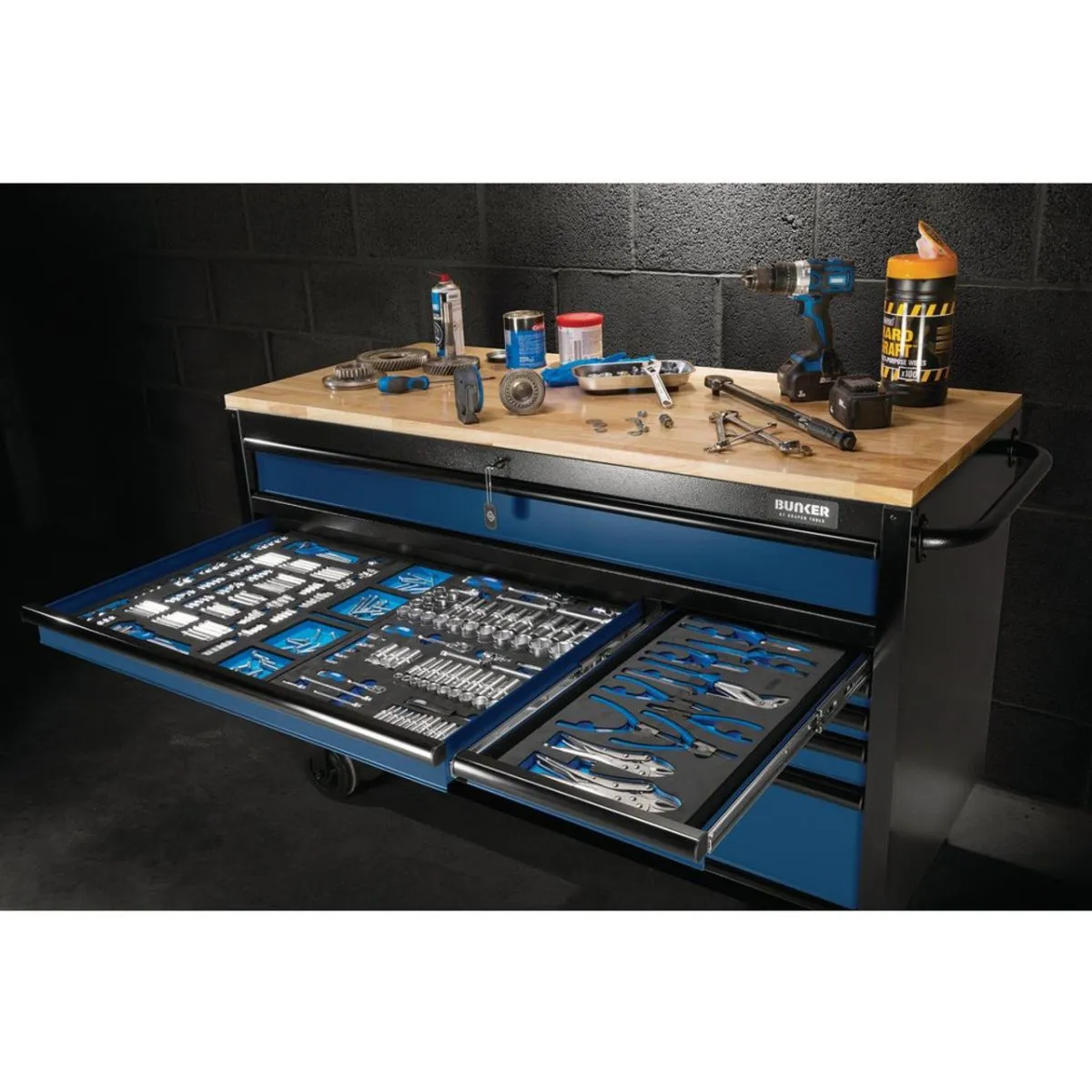 Draper B100-56B BUNKER 56 Workbench Roller Tool Cabinet 10 Drawer Blue 08237