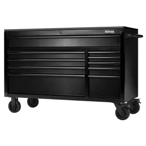 Draper B100-56BK BUNKER 10 Drawer Workbench Roller Tool Cabinet 56 with Black Stainless Steel Worktop 28077