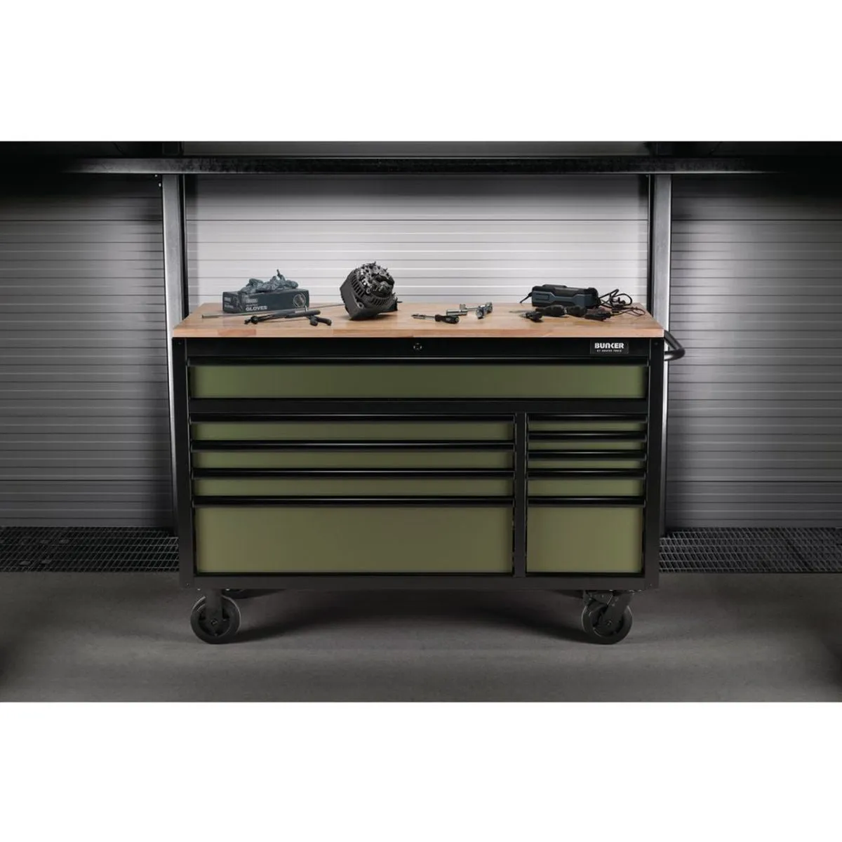 Draper B100-56GR BUNKER 56 Workbench Roller Tool Cabinet 10 Drawer Green 08236