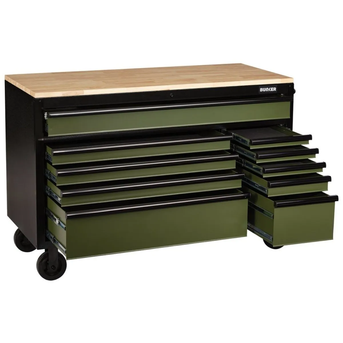 Draper B100-56GR BUNKER 56 Workbench Roller Tool Cabinet 10 Drawer Green 08236
