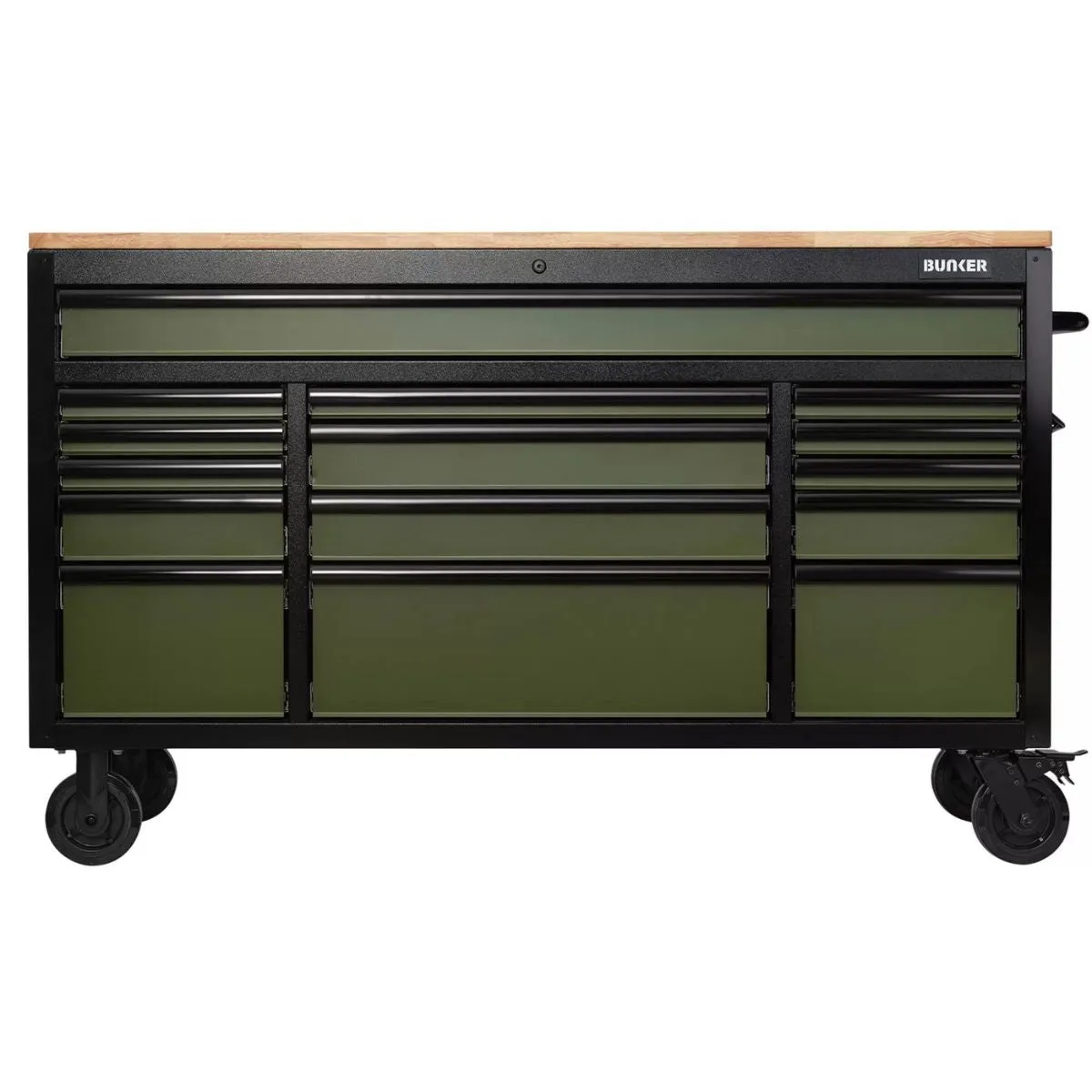 Draper B100-61GR BUNKER 61 Workbench Roller Tool Cabinet 15 Drawer Green 10368