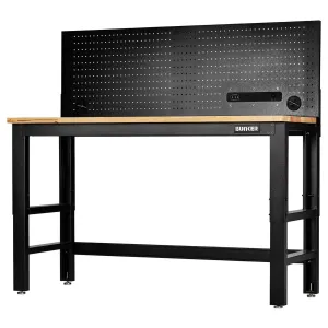 Draper B300-WB61WPP BUNKER 1550mm Workbench with Hardwood Worktop & Power Pegboard 28096