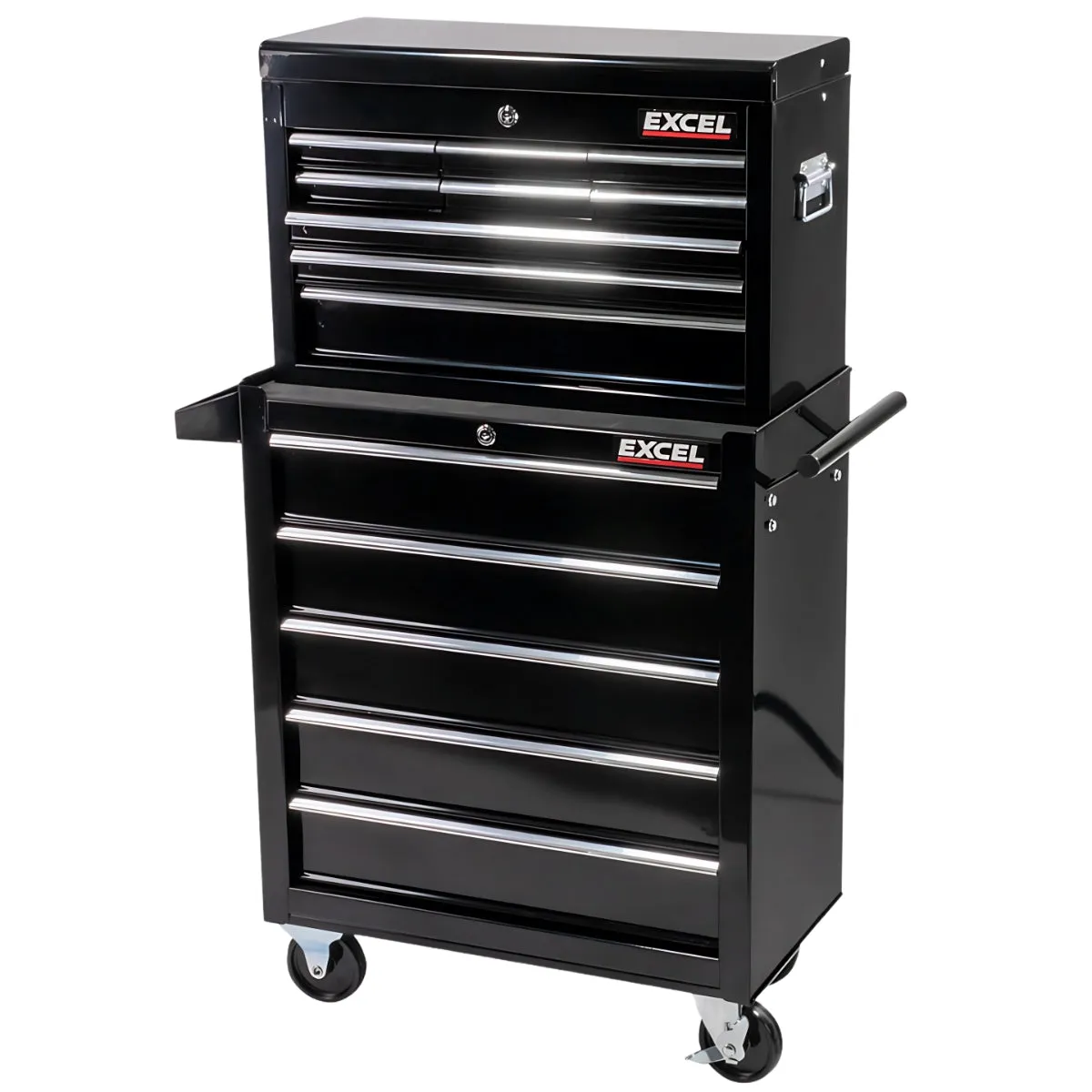 Excel 14 Drawers Tool Chest Storage Roller Cabinet Black