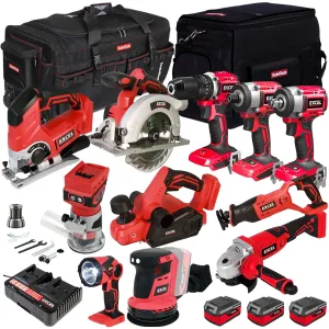 Excel 18V 11 Piece Power Tool Kit with 3 x 4.0Ah Batteries & Charger EXLKIT-16297