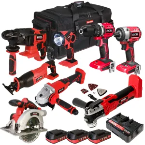 Excel 18V 8 Piece Power Tool Kit with 3 x 2.0Ah Battery & Charger EXL17664
