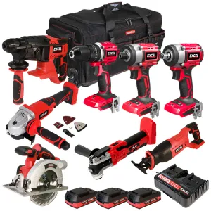 Excel 18V 8 Piece Power Tool Kit with 3 x 2.0Ah Battery & Charger EXLKIT-29314