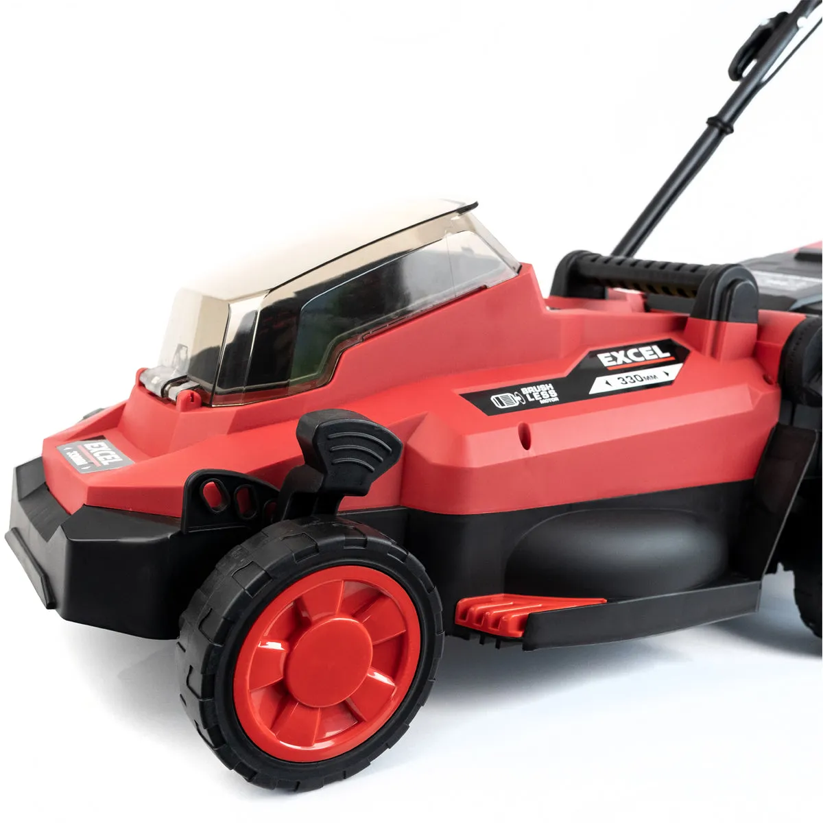 Excel 18V Brushless Lawn Mower 330mm 5 Adjustable Height with 2 x 4.0Ah Battery & Charger