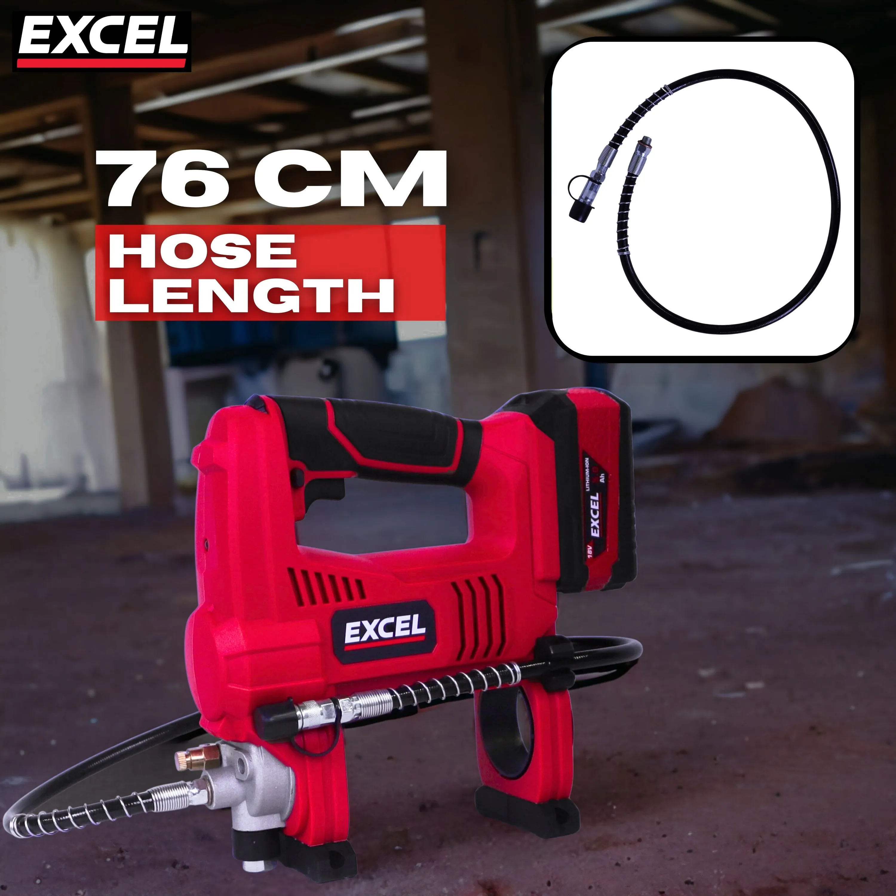 Excel 18V Cordless Grease Gun Body Only (Battery & Charger Not Included)
