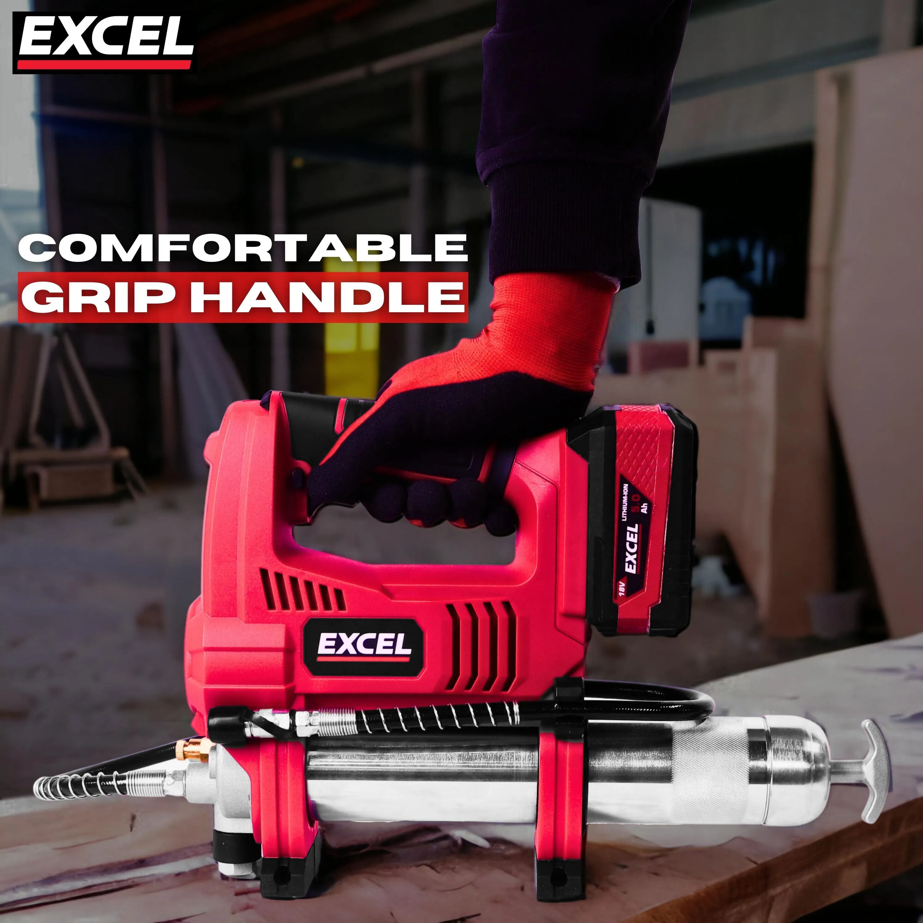 Excel 18V Cordless Grease Gun Body Only (Battery & Charger Not Included)