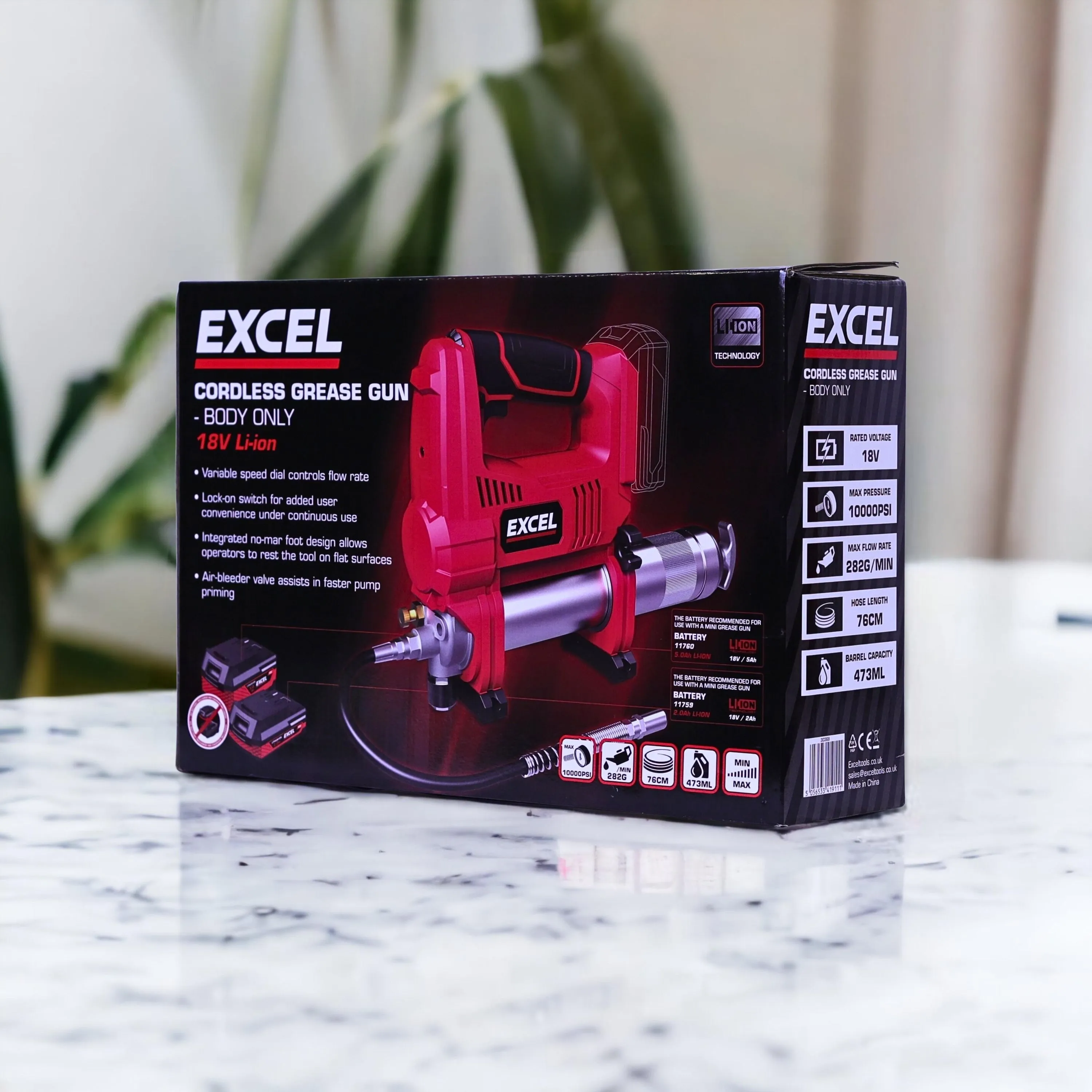 Excel 18V Cordless Grease Gun Body Only (Battery & Charger Not Included)