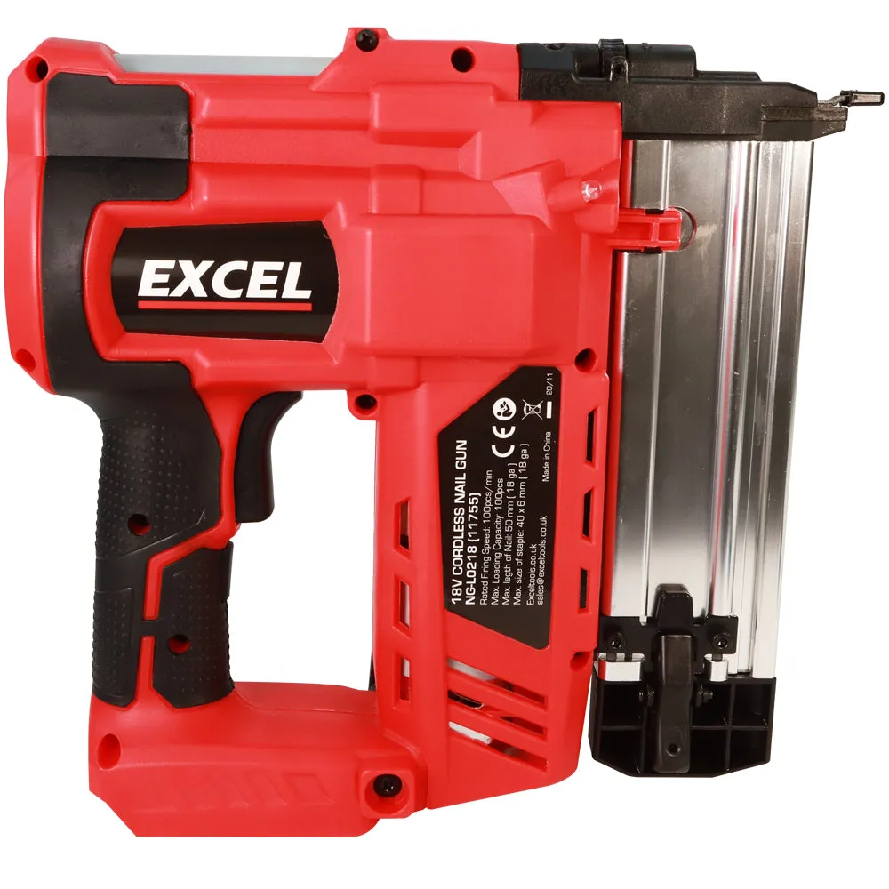 Excel 18V Cordless Second Fix Nailer (Battery & Charger Not Included)