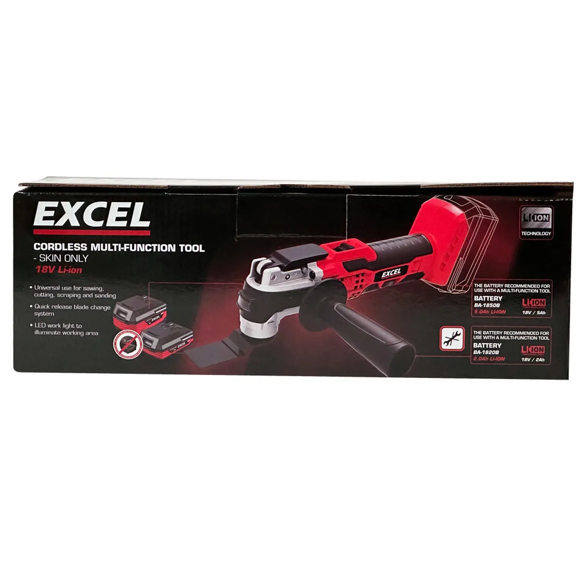 Excel 18V Oscillating Multi Tool with 1 x 4.0Ah Battery Charger & 39 Piece Accessories Set
