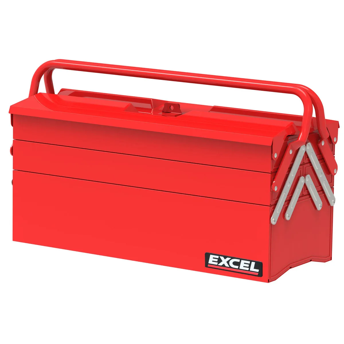 Excel 4 Tray Cantilever Metal Tool Box Organiser Storage Red
