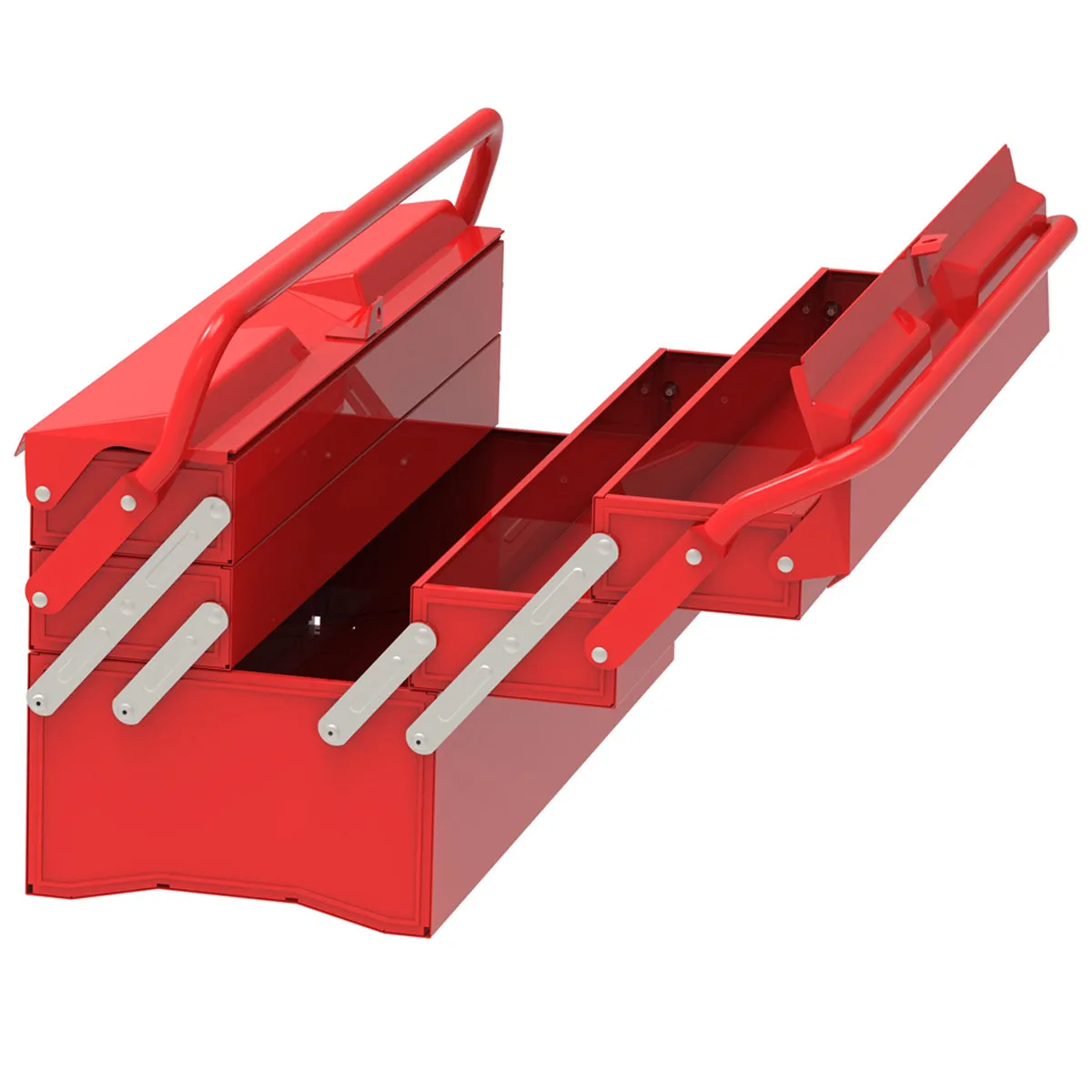 Excel 4 Tray Cantilever Metal Tool Box Organiser Storage Red