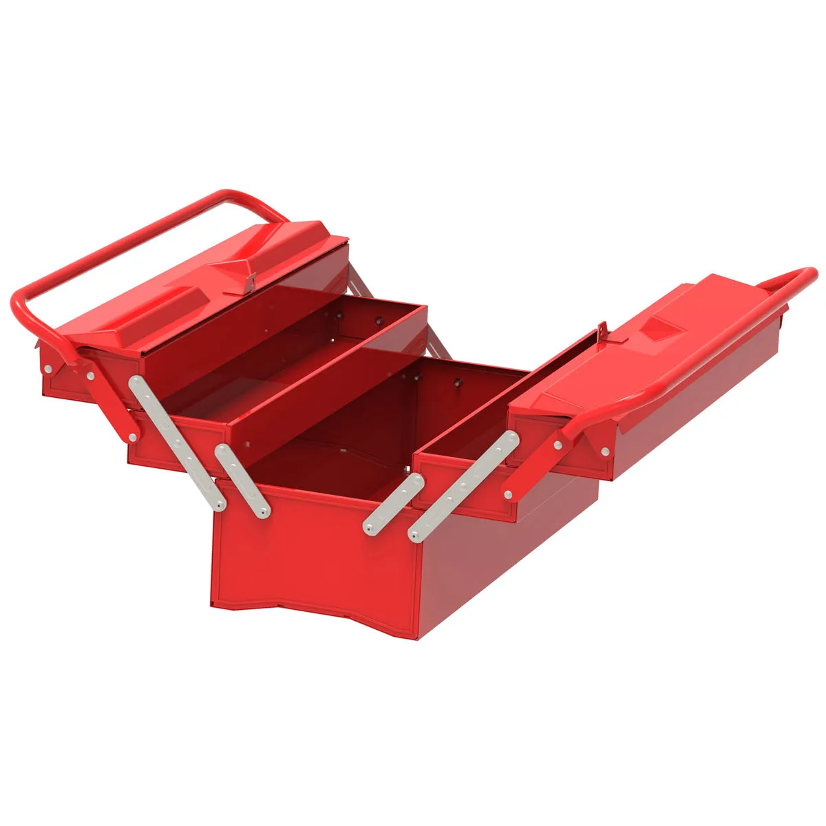 Excel 4 Tray Cantilever Metal Tool Box Organiser Storage Red