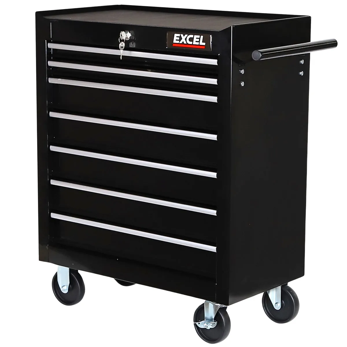 Excel 7 Drawer Tool Chest Storage Cabinet with Wheels - Black