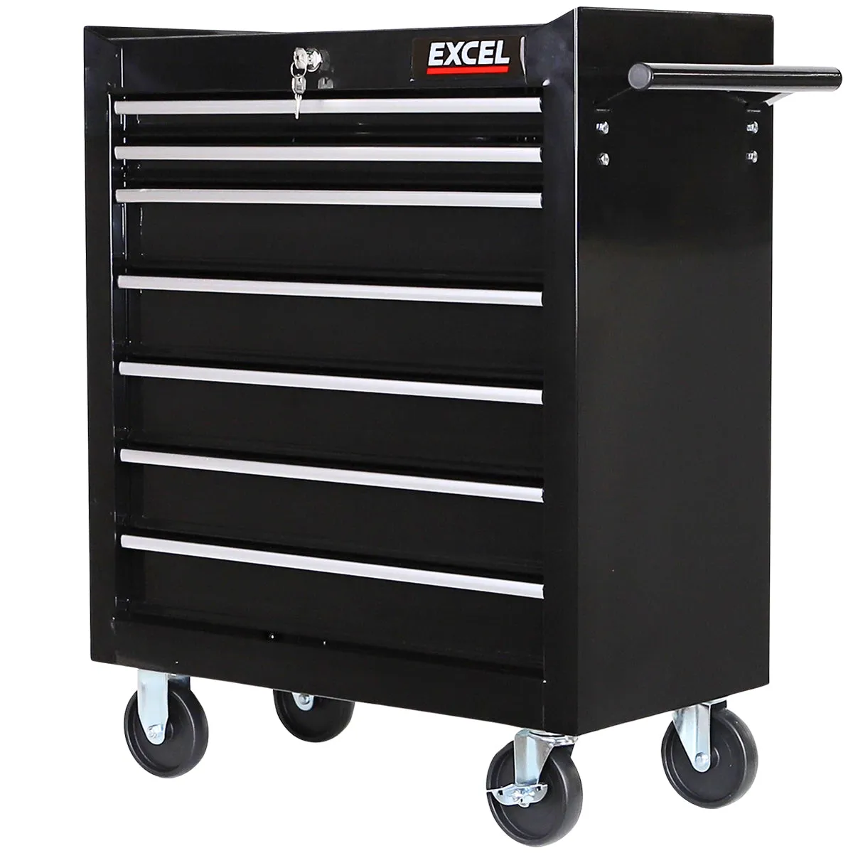 Excel 7 Drawer Tool Chest Storage Cabinet with Wheels - Black