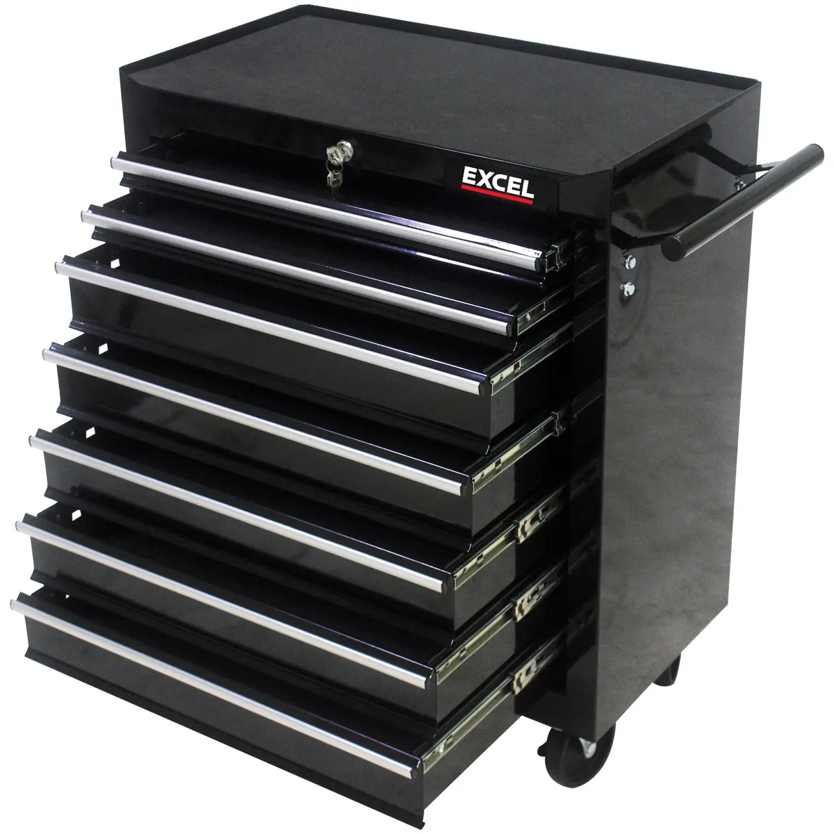 Excel 7 Drawer Tool Chest Storage Cabinet with Wheels - Black
