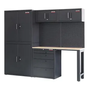 Excel 8-Drawer Garage Storage System Wall Shelving & Side Cabinet Heavy-Duty