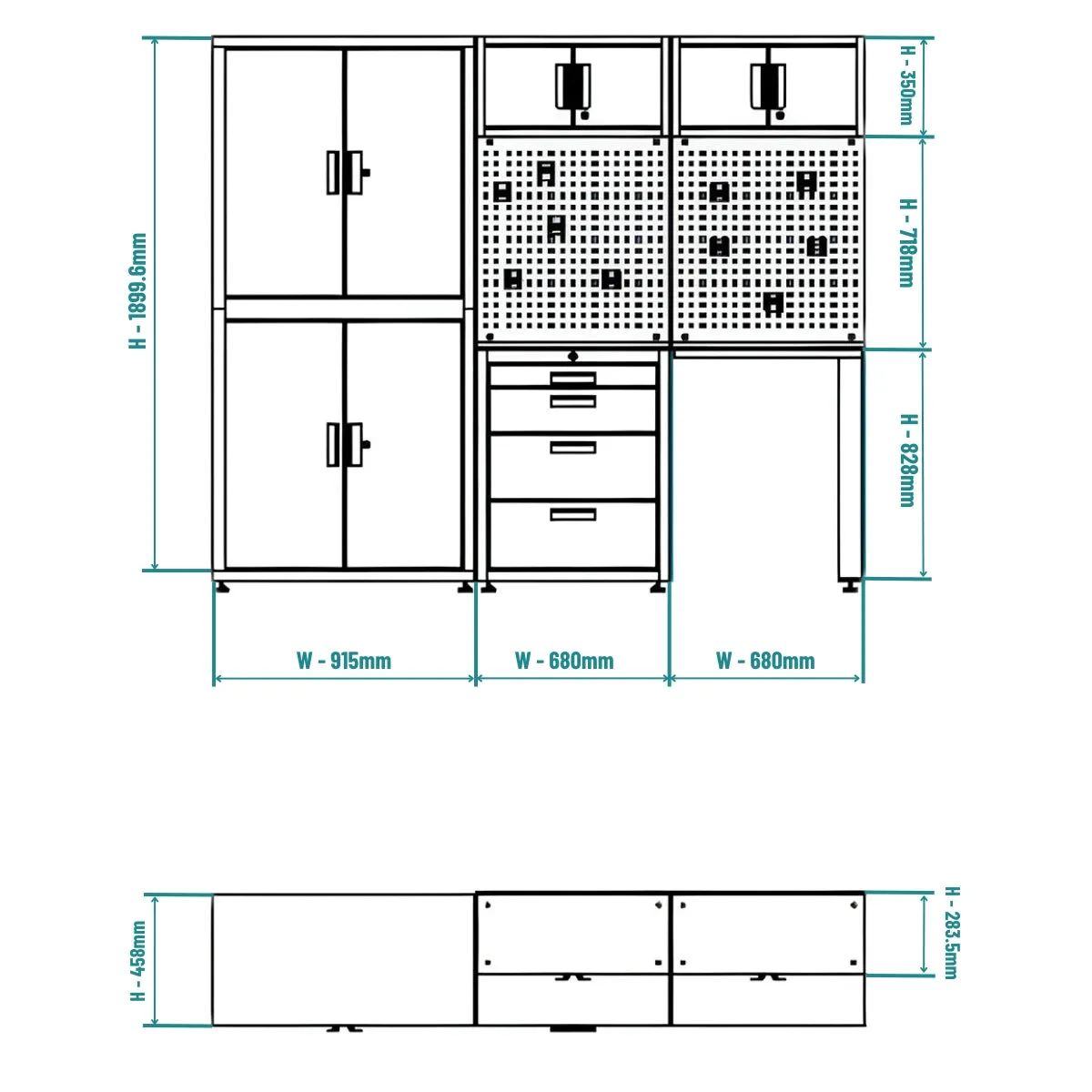 Excel 8-Drawer Garage Storage System Wall Shelving & Side Cabinet Heavy-Duty