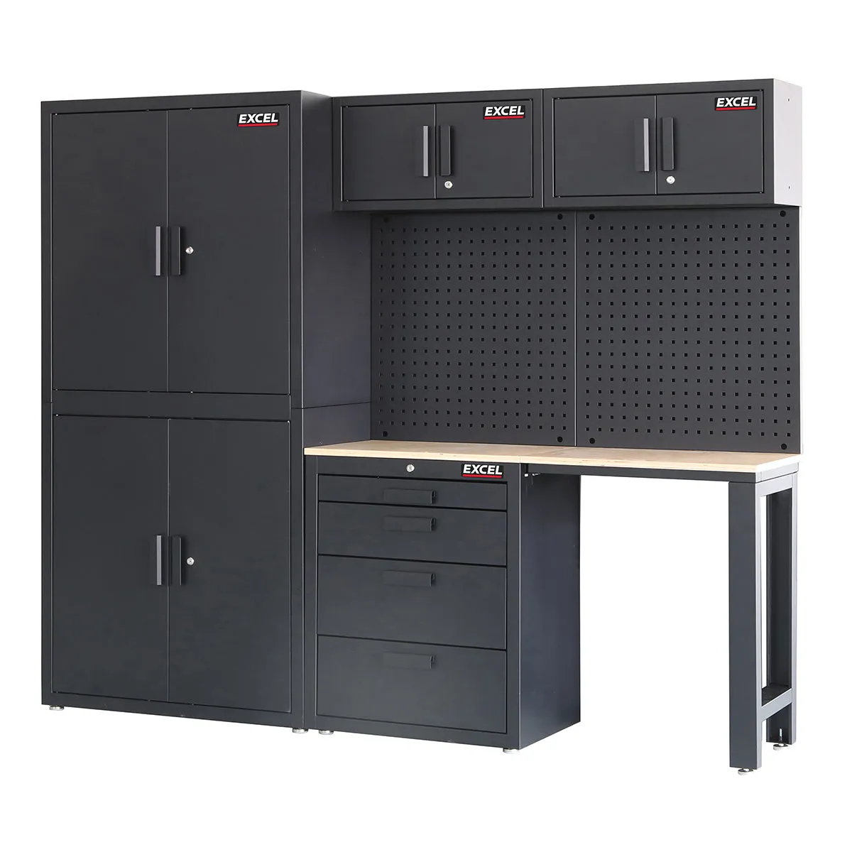Excel 8-Drawer Garage Storage System Wall Shelving & Side Cabinet Heavy-Duty