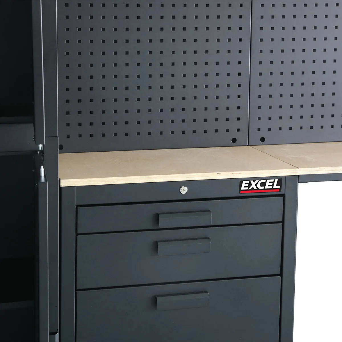 Excel 8-Drawer Garage Storage System Wall Shelving & Side Cabinet Heavy-Duty