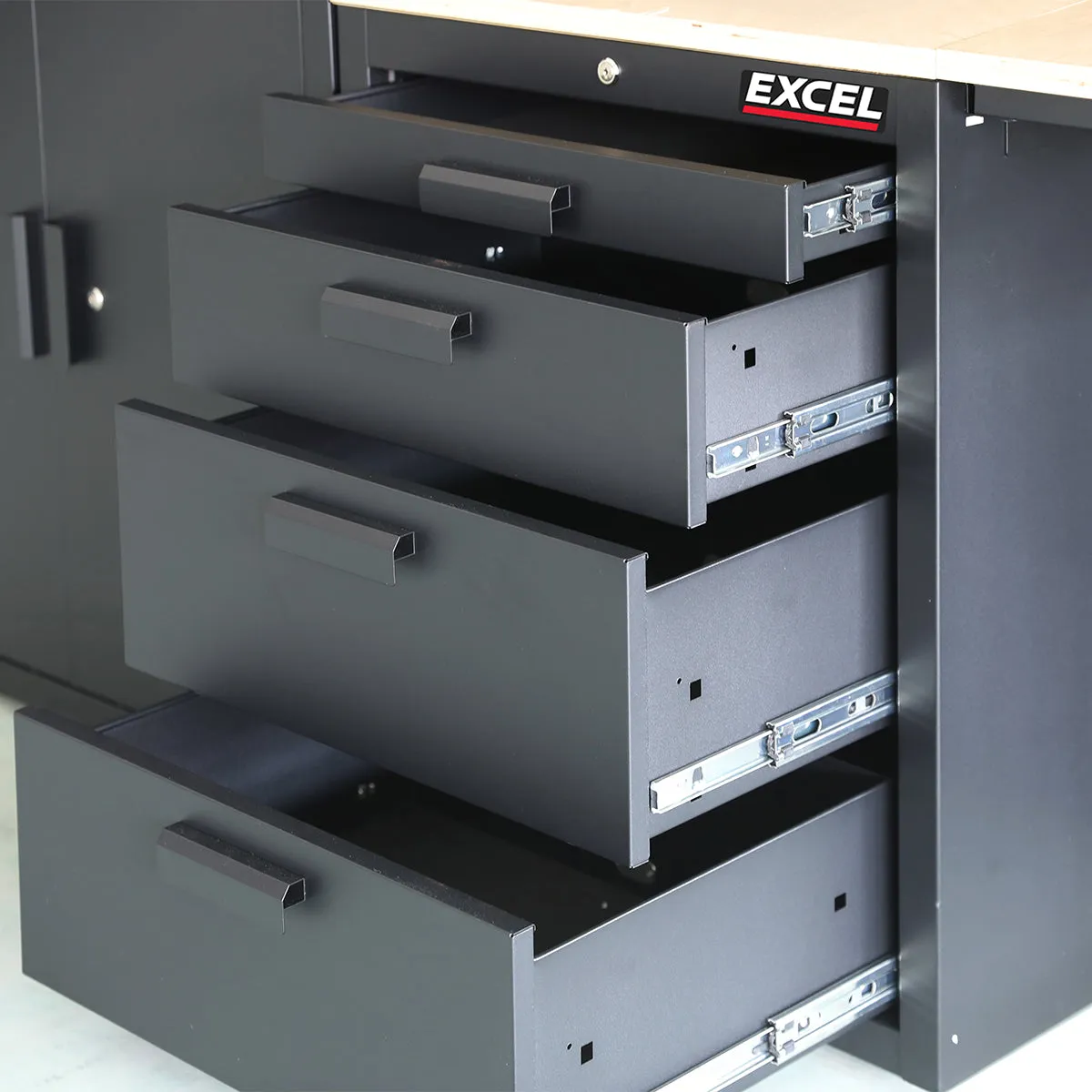 Excel 8-Drawer Garage Storage System Wall Shelving & Side Cabinet Heavy-Duty