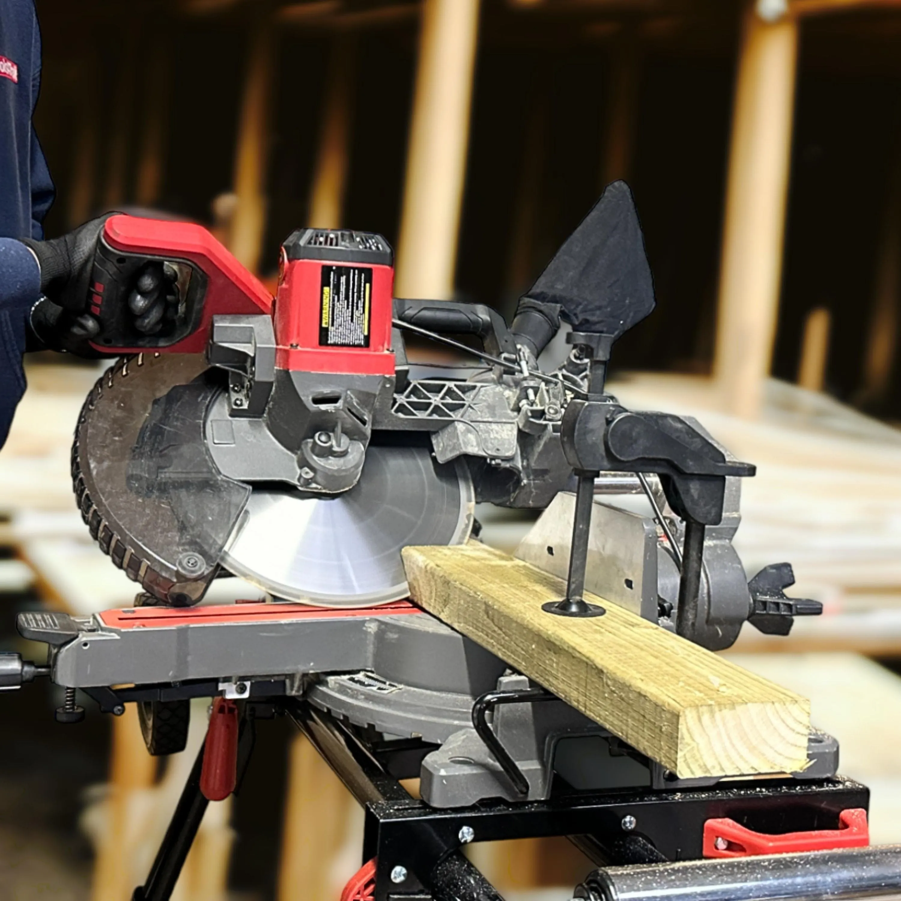 Excel Sliding Mitre Saw Double Bevel 305mm 240V/1800W & Laser with Universal Stand