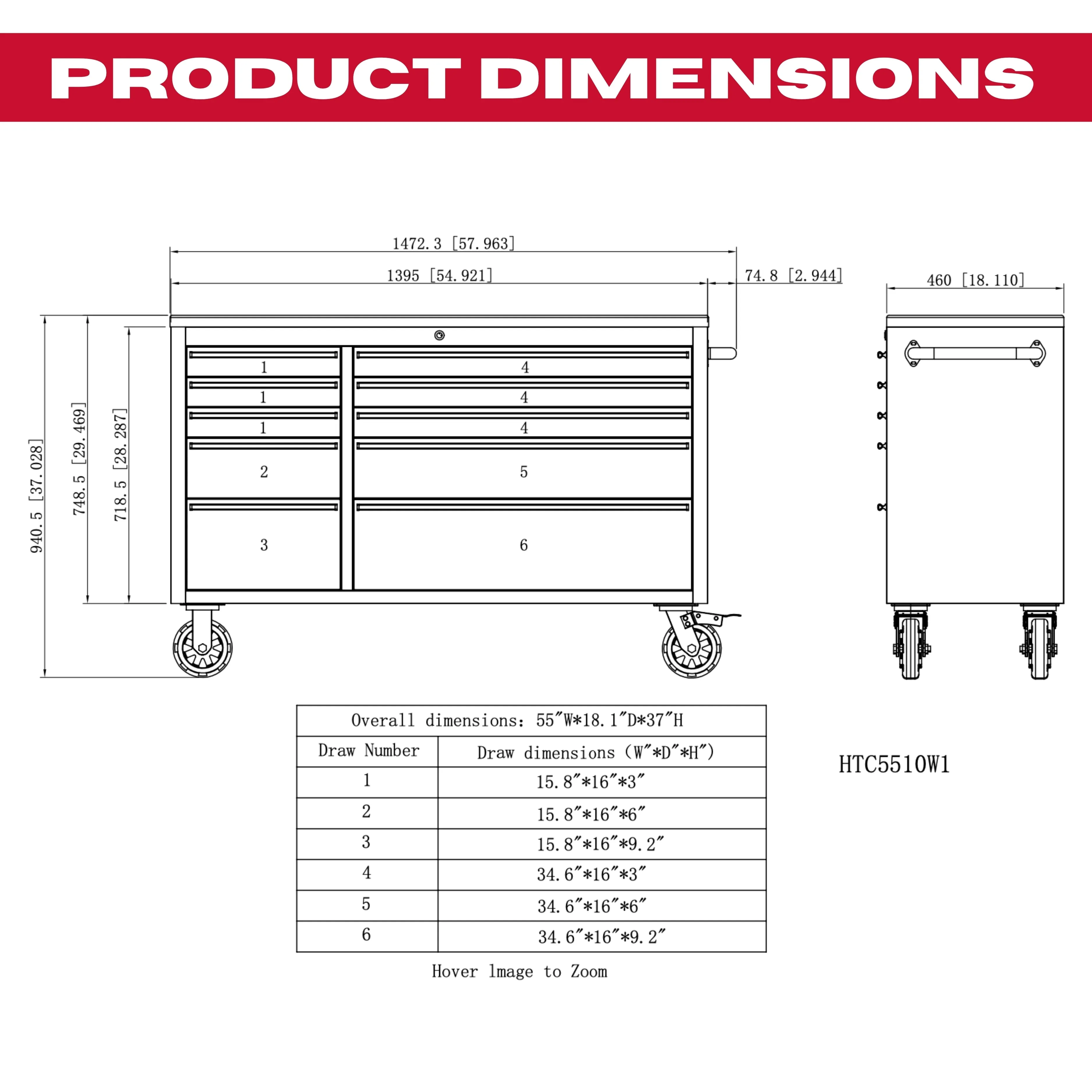 Excel Stainless Steel 10 Drawer Roller Tool Cabinet & Workbench