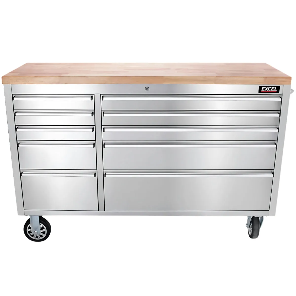 Excel Stainless Steel 10 Drawer Roller Tool Cabinet & Workbench