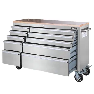 Excel Stainless Steel 10 Drawer Roller Tool Cabinet & Workbench