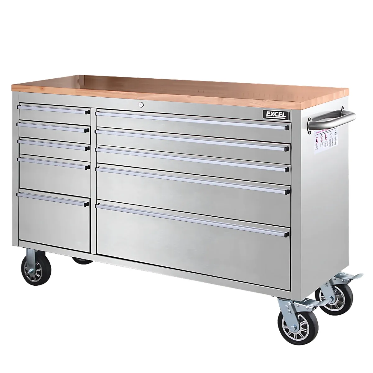 Excel Stainless Steel 10 Drawer Roller Tool Cabinet & Workbench