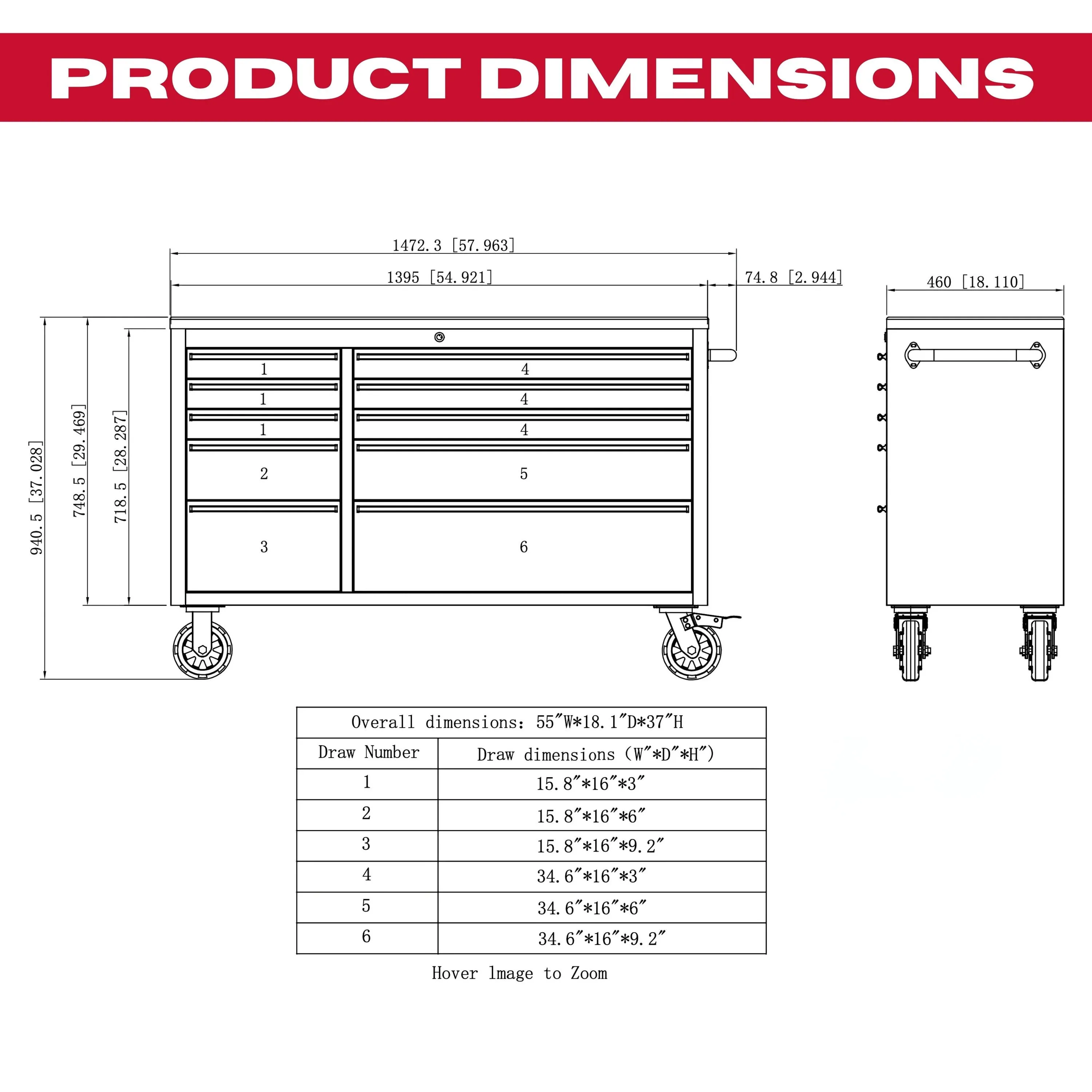 Excel Stainless Steel 10 Drawer Roller Tool Cabinet & Workbench