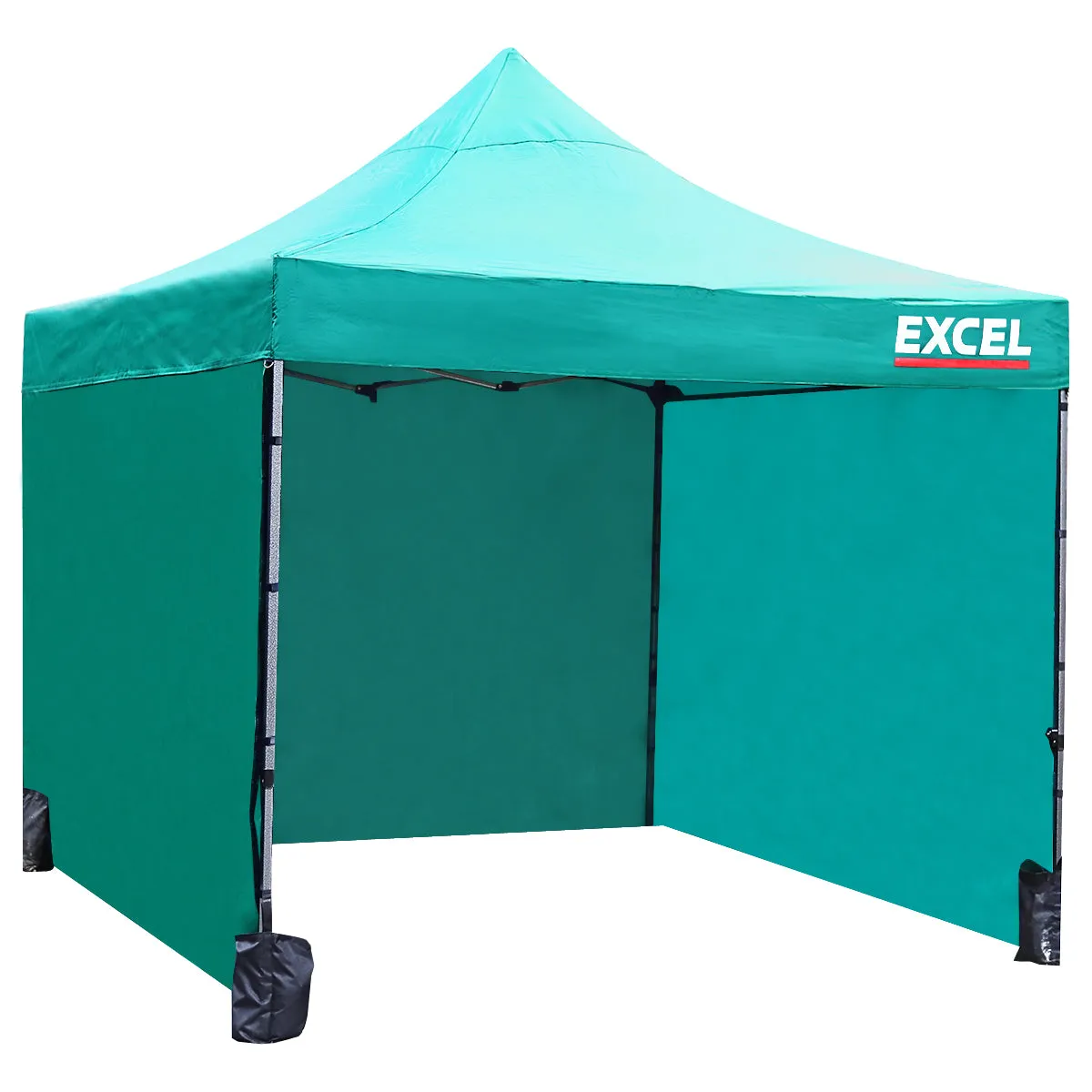 Excel Steel Gazebo 3m x 3m Green with Wheel Bag. Wall panel. Sand Bag