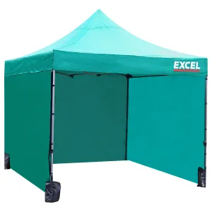 Excel Steel Gazebo 3m x 3m Green with Wheel Bag. Wall panel. Sand Bag