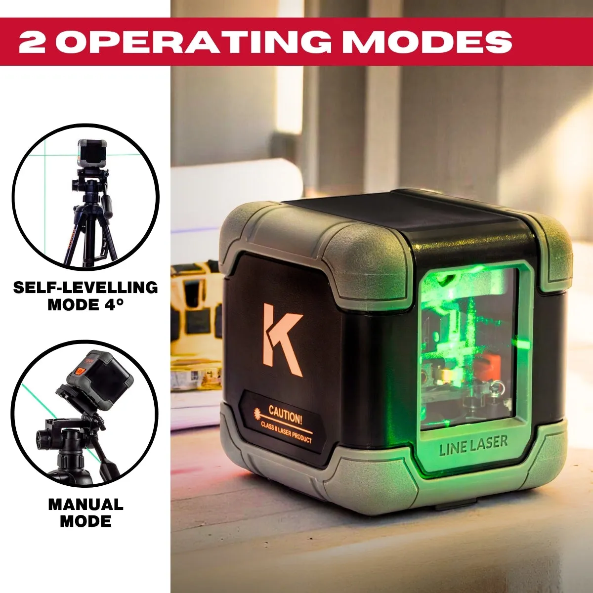 Kendo 20m Self-Levelling Laser Level 360 Bracket with Adjustable Tripod & Carry Bag