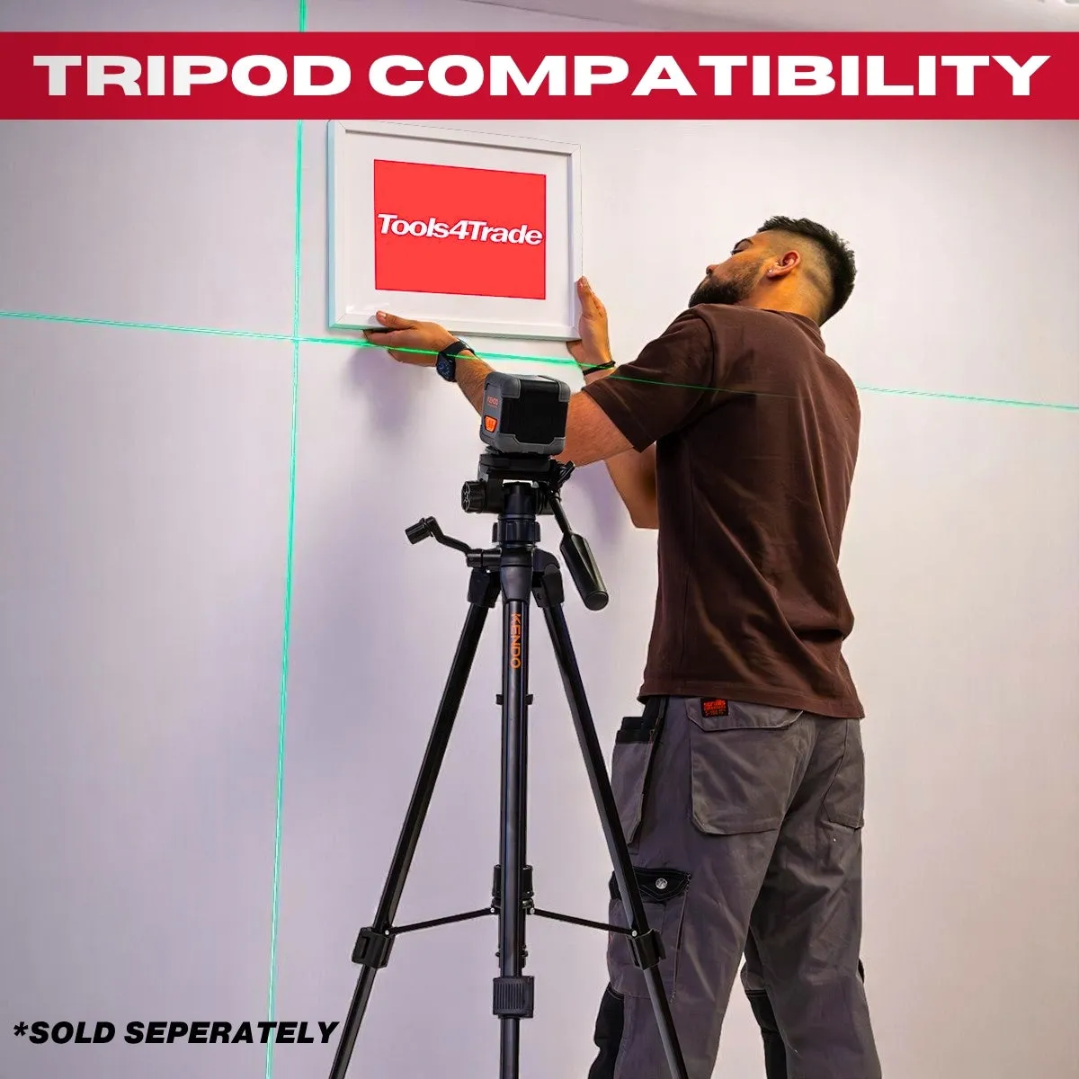 Kendo 20m Self-Levelling Laser Level 360 Bracket with Adjustable Tripod & Carry Bag