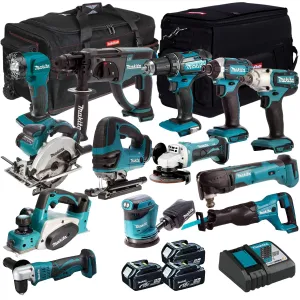 Makita 13 Piece Power Tool Kit 18V LXT 3 x 5.0Ah Battery & Charger T4TKIT-256