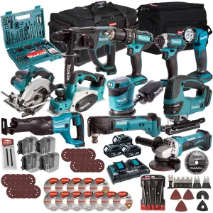 Makita 18V 11 Piece Power Tool Kit with 3 x 5.0Ah Battery Charger & Accessories Set T4TKIT-17215
