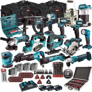 Makita 18V 15 Piece Combo Kit with 3 x 5.0Ah Battery Charger & Accessories Set T4TKIT-17220